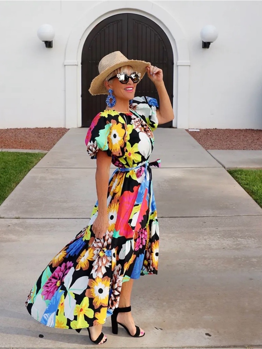 Christopher John Rivers bold print high low dress
